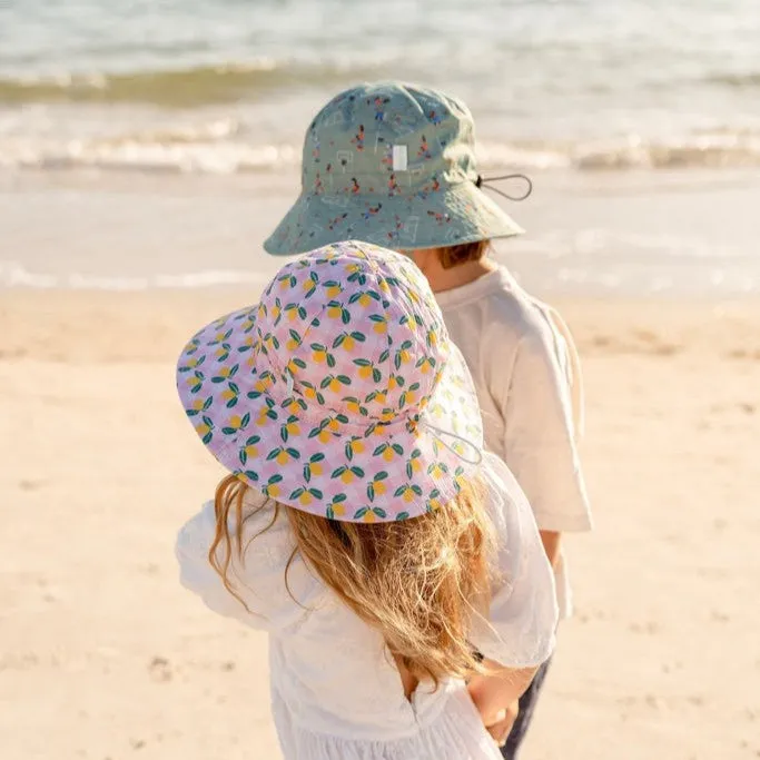 Acorn Kids: Wide Brim Sunhat Ravello Gingham Pink Yellow Green