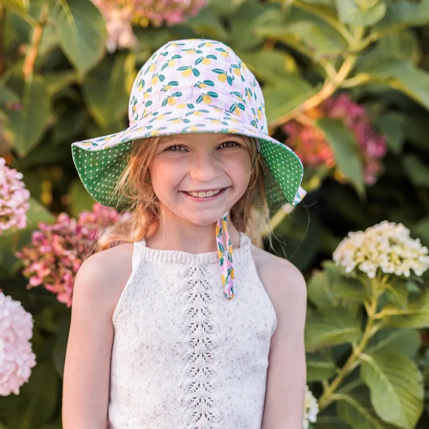 Acorn Kids: Wide Brim Sunhat Ravello Gingham Pink Yellow Green