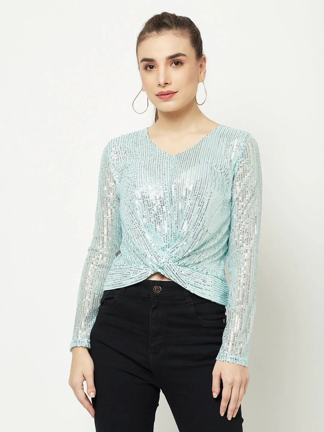 Blue Sequinned Top