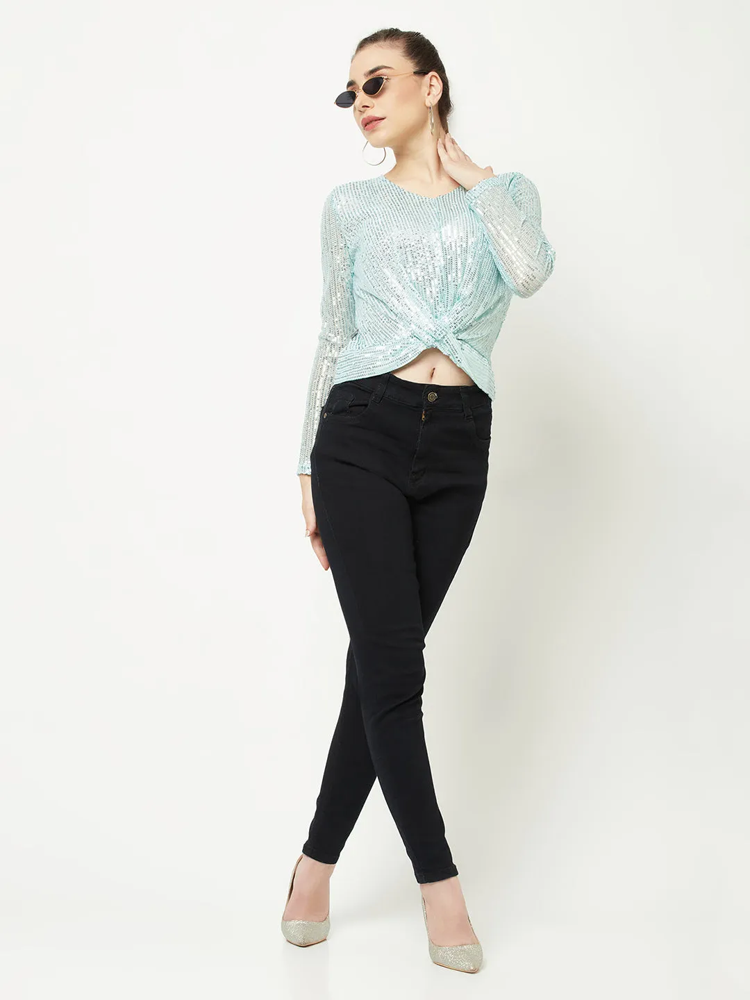 Blue Sequinned Top
