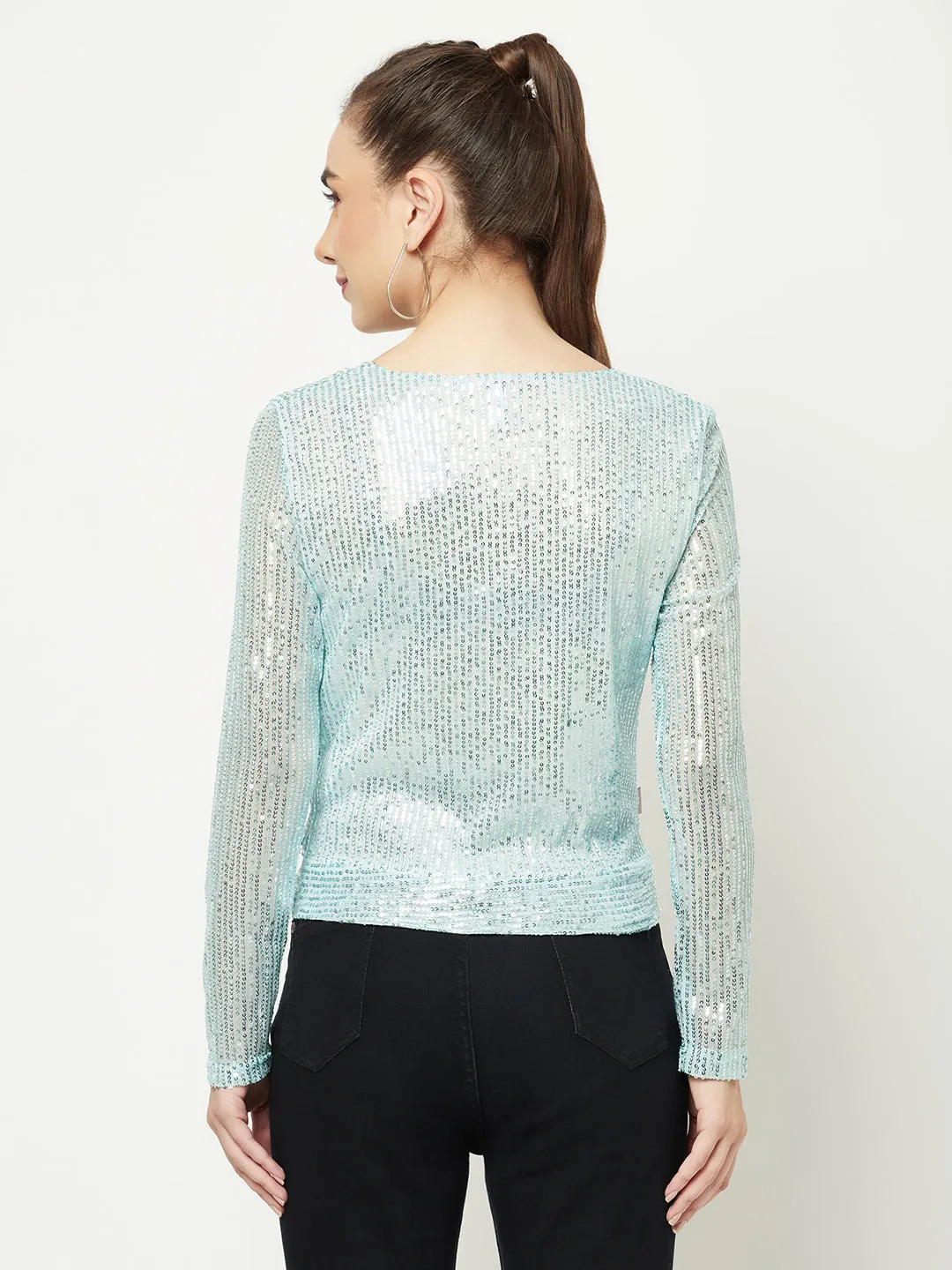 Blue Sequinned Top