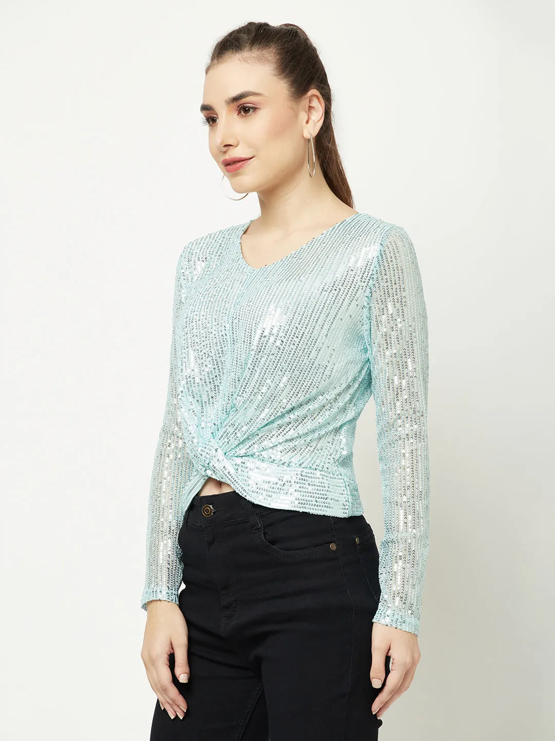 Blue Sequinned Top