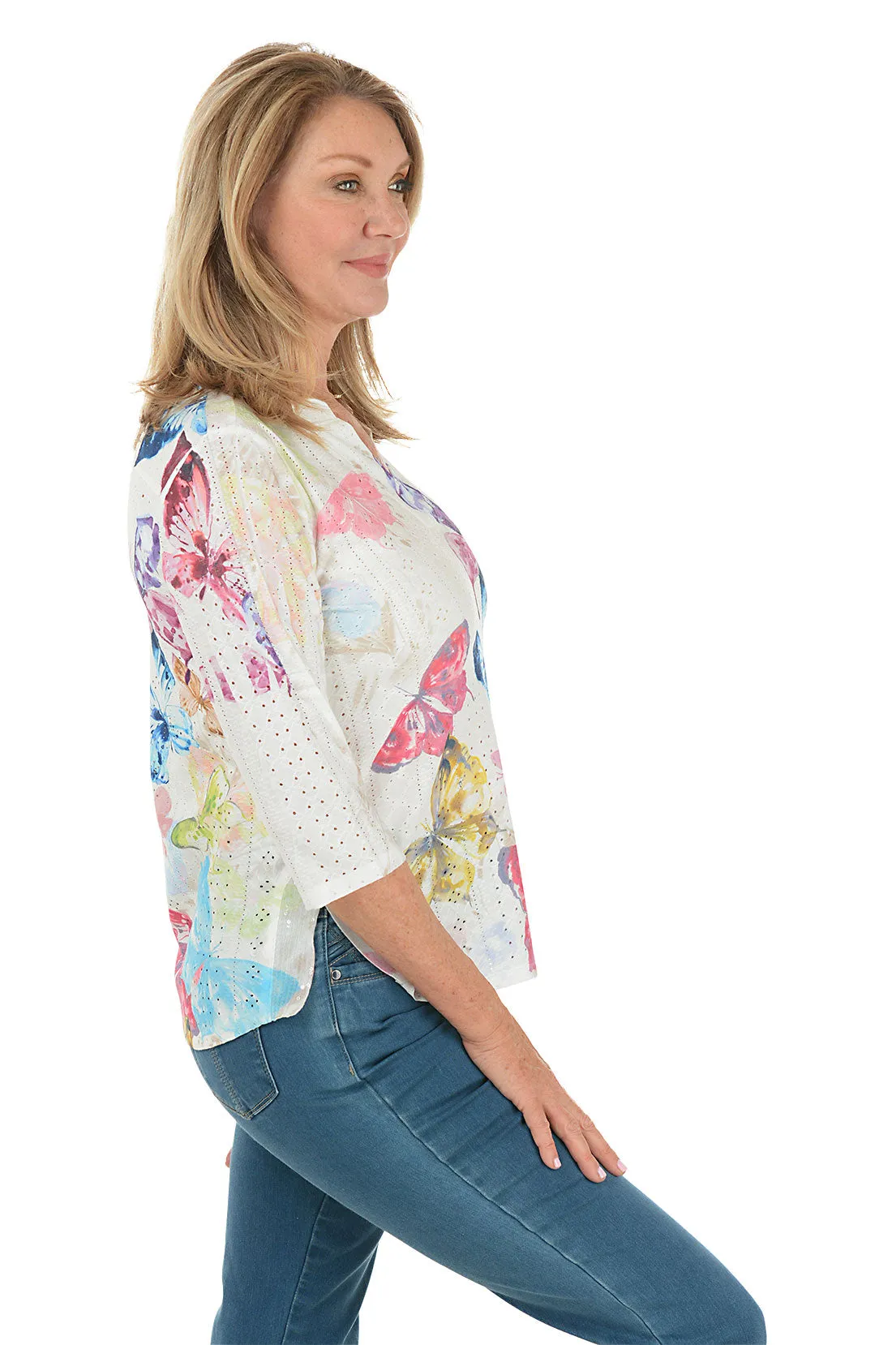 Butterfly Dream High-Low Eyelet Top