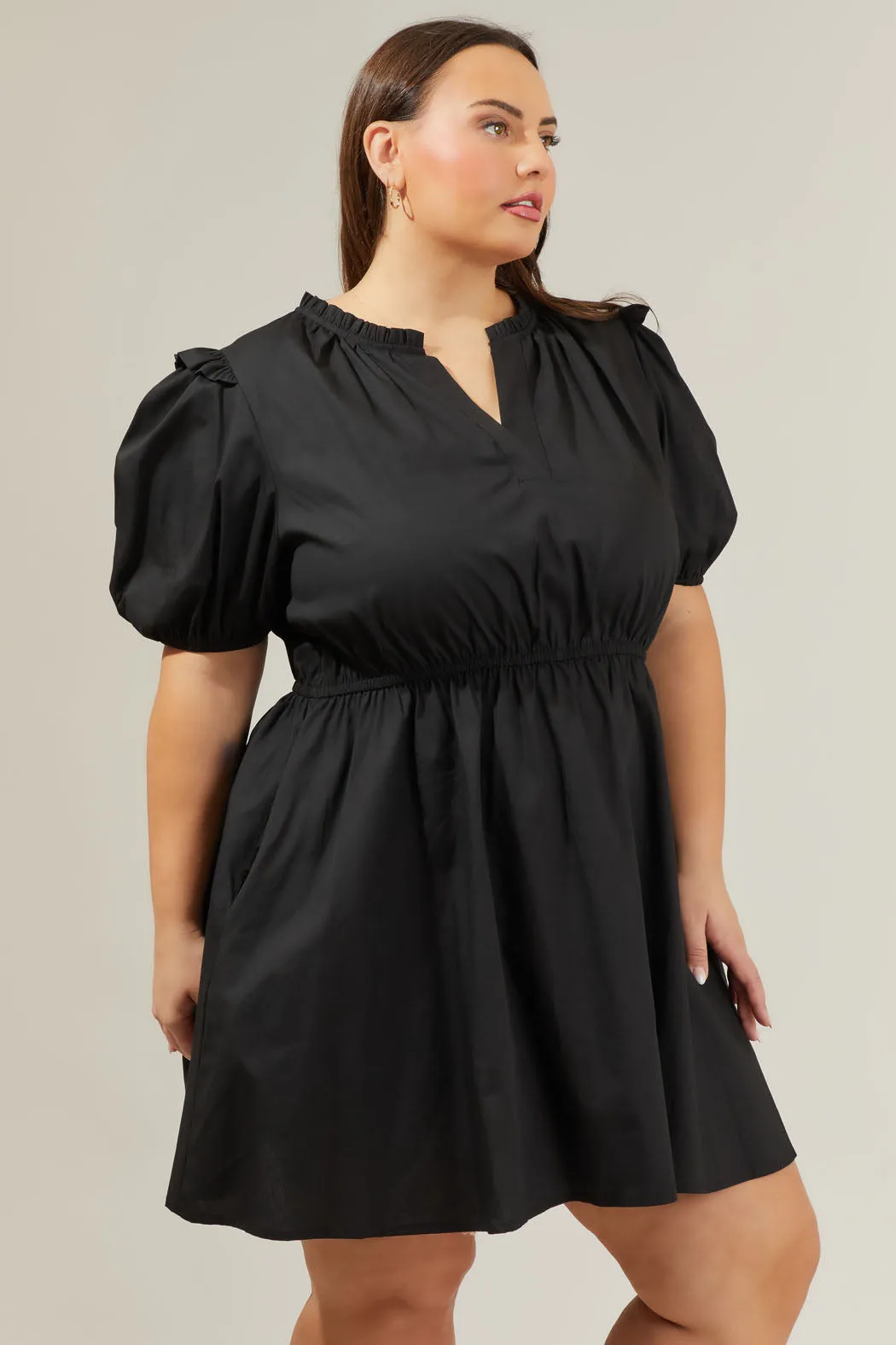 Candice Love Poplin Short Sleeve Mini Dress Curve
