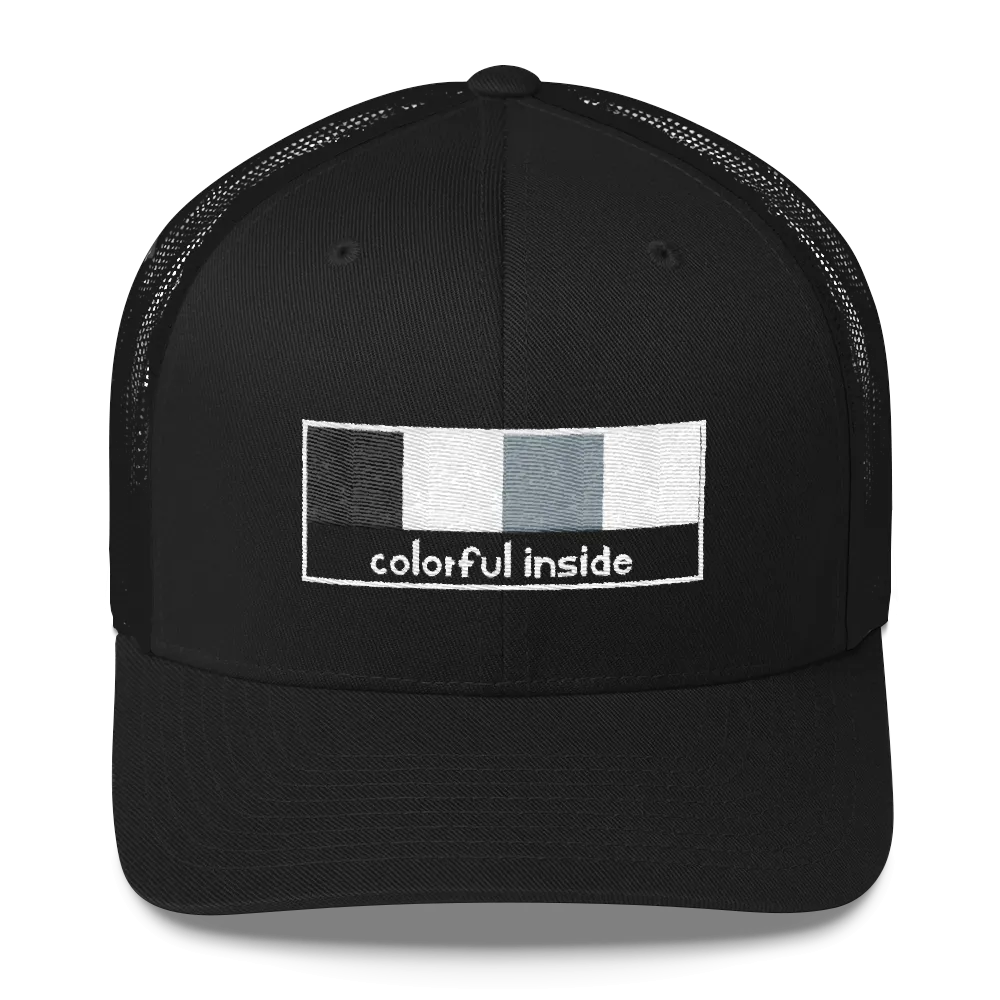 Colorful Inside Trucker Cap: Black