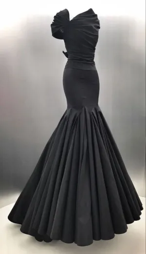Elegant Black Off Shoulder Mermaid Long Formal Evening Gown MD7768