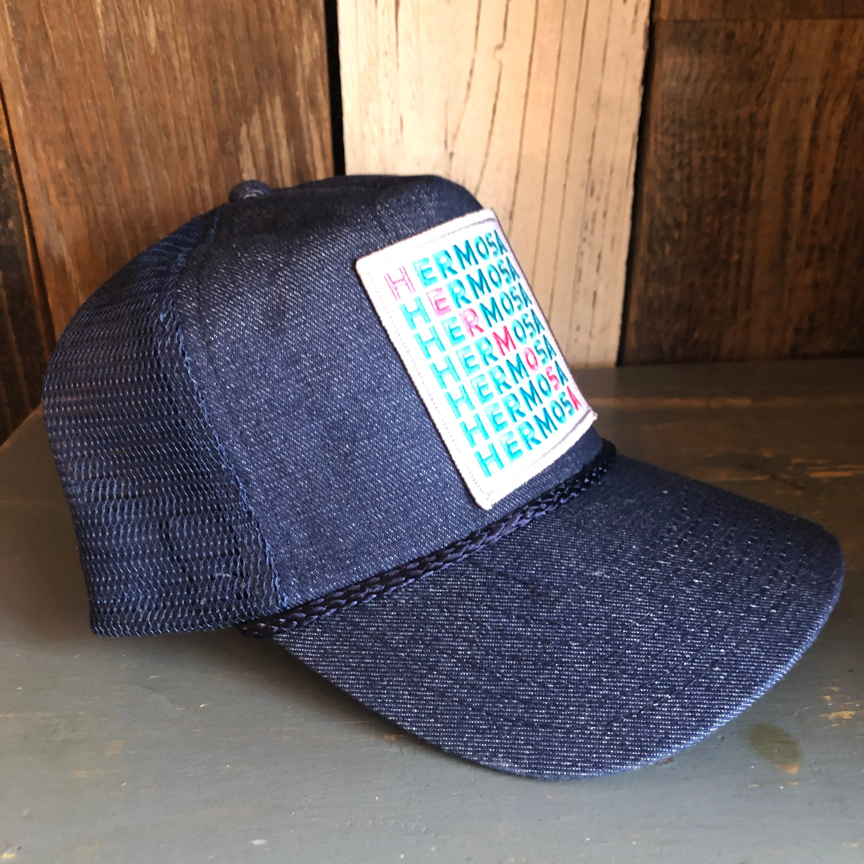 Hermosa Beach OCEAN DRIVE 5 panel Denim Mesh Back Cap - Navy