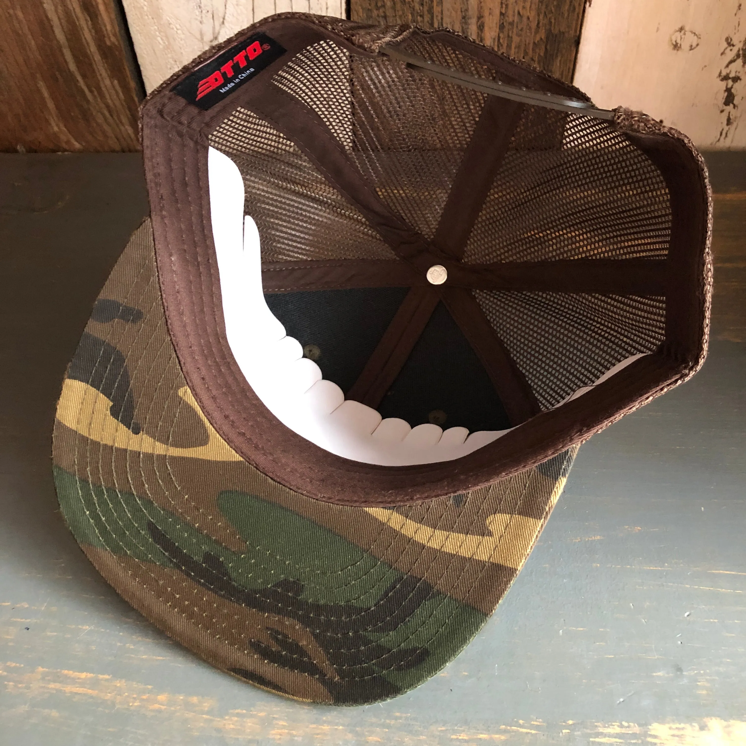 Hermosa Beach THE NEW STYLE Camouflage 6 Panel Mid Profile Mesh Back Snapback Trucker Hat - Dark Green/Brown/Dark Brown
