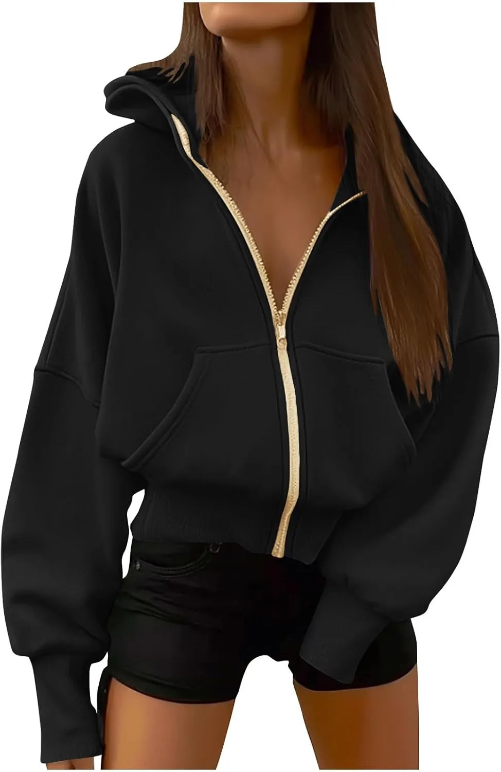 Hoodies For Women Full Zip Up Oversized Sweatshirts Casual Long Sleeve Track Jackets With Pockets 2024 Fall Outfits