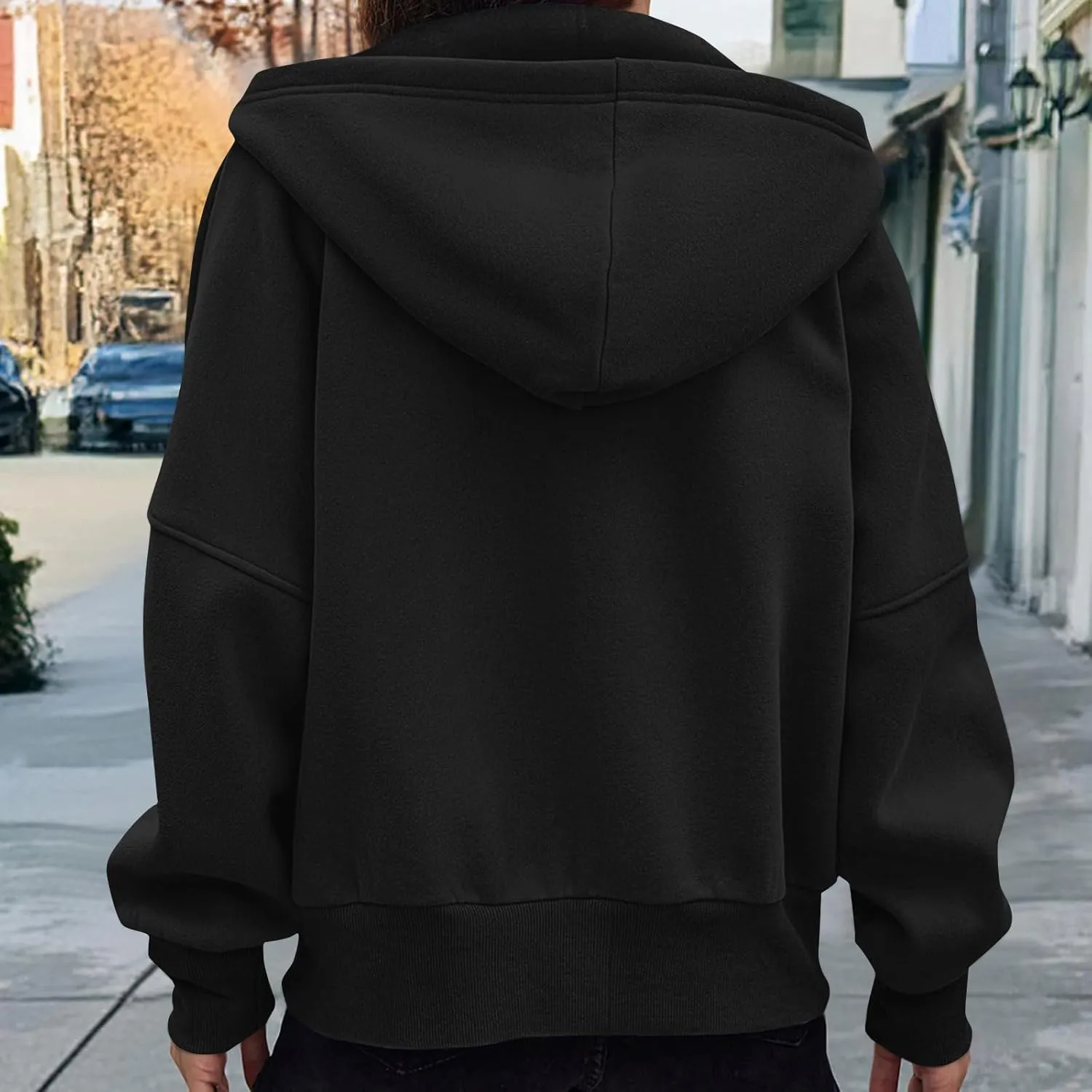 Hoodies For Women Full Zip Up Oversized Sweatshirts Casual Long Sleeve Track Jackets With Pockets 2024 Fall Outfits