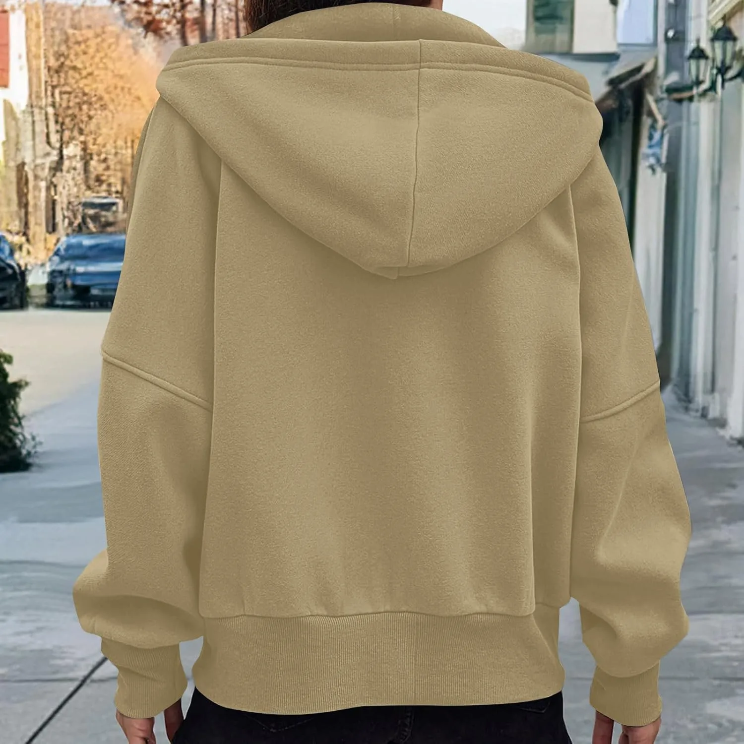 Hoodies For Women Full Zip Up Oversized Sweatshirts Casual Long Sleeve Track Jackets With Pockets 2024 Fall Outfits