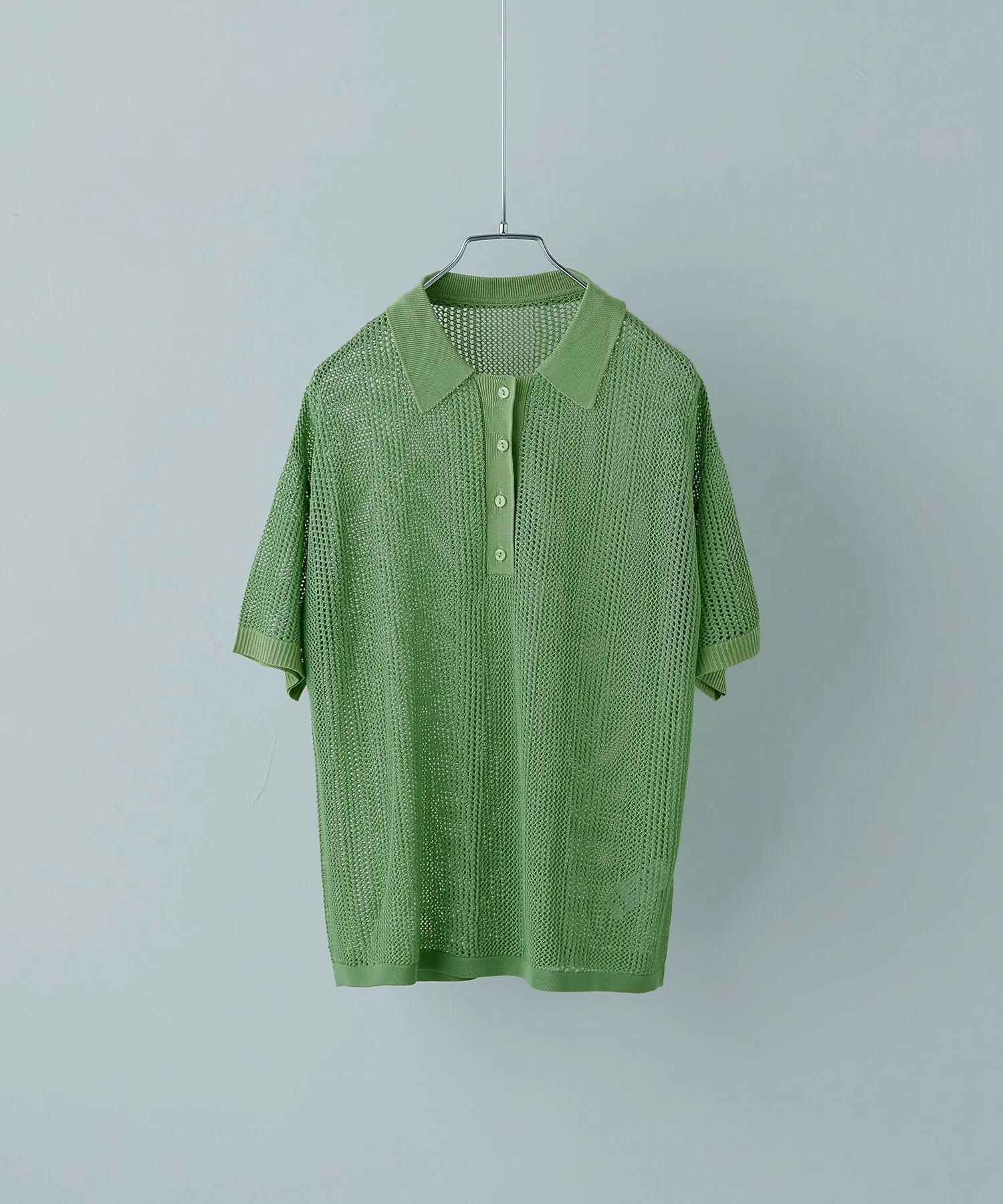 Mesh knit polo pullover