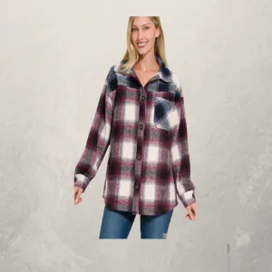 Oversized Plaid 2 Tone Shacket