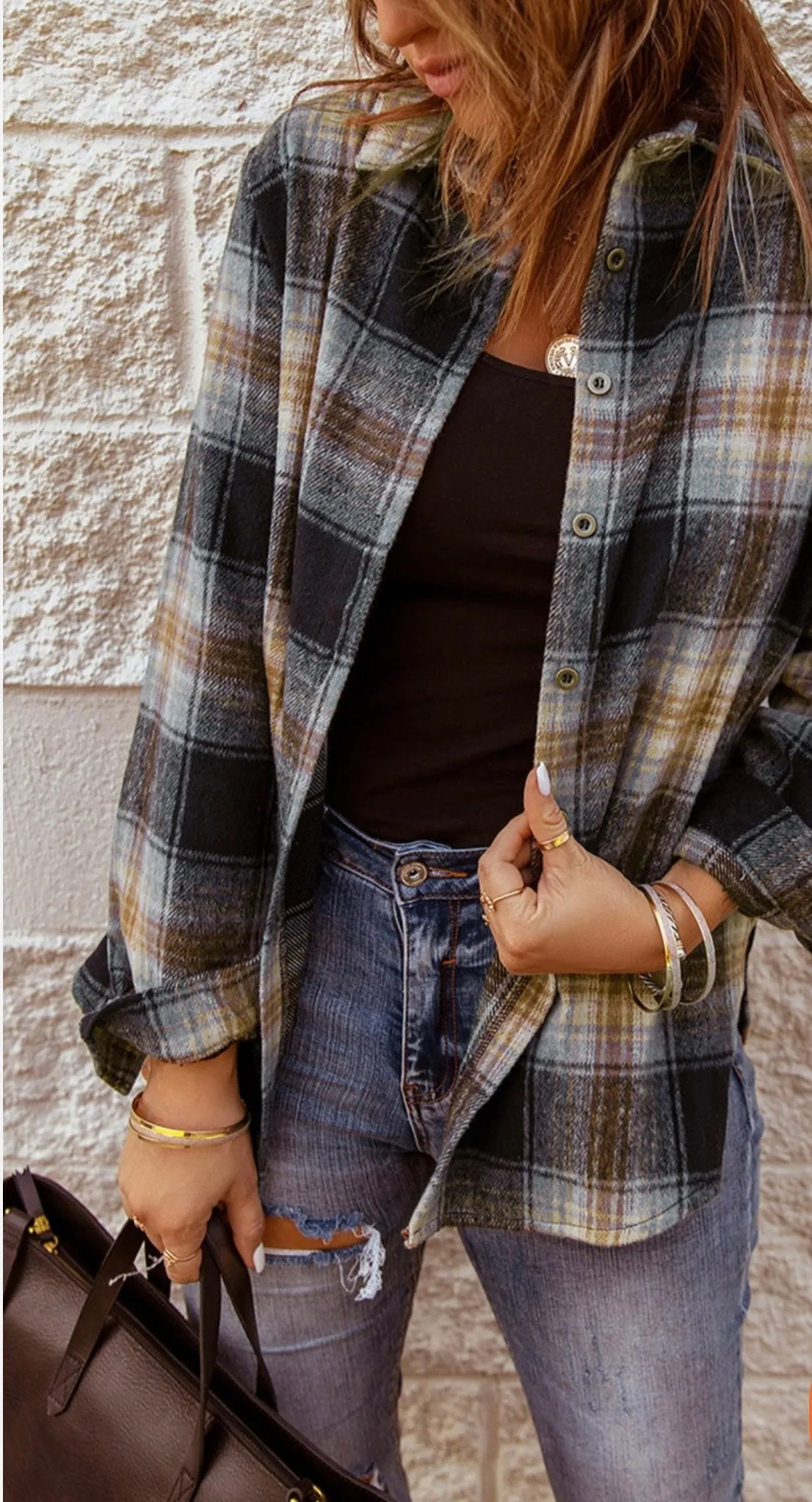 Oversized plaid shirt