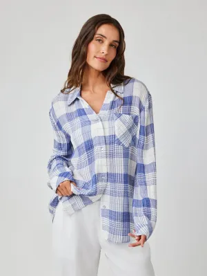 Oversized Shirt With Pocket - Pacific Blue Plaid