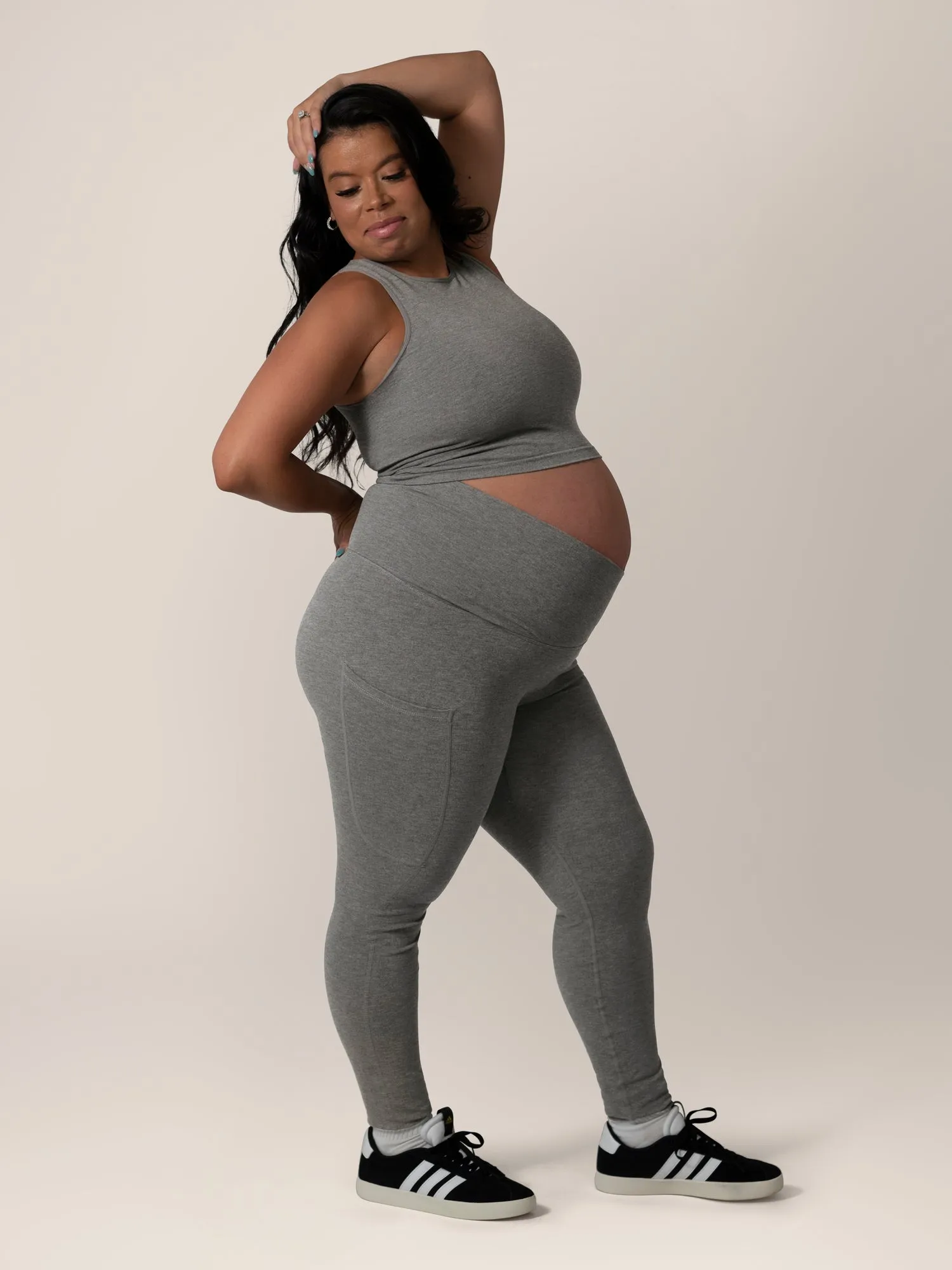 Sublime® Bamboo Maternity & Postpartum Crossover Legging | Charcoal