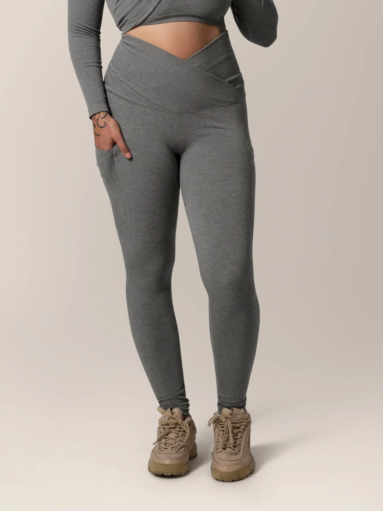 Sublime® Bamboo Maternity & Postpartum Crossover Legging | Charcoal