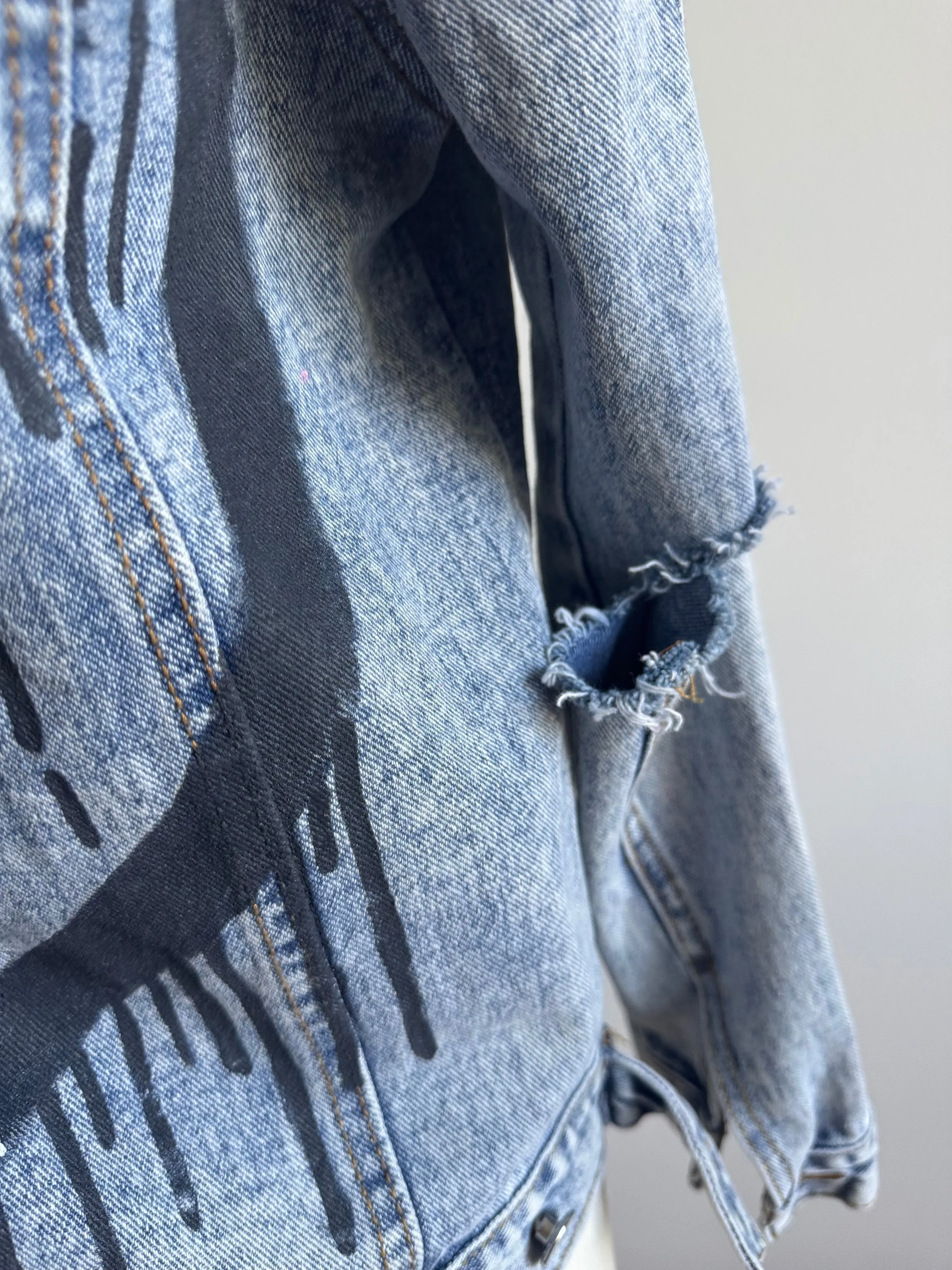 Wren and Glory Size S Hand Painted Denim Jacket