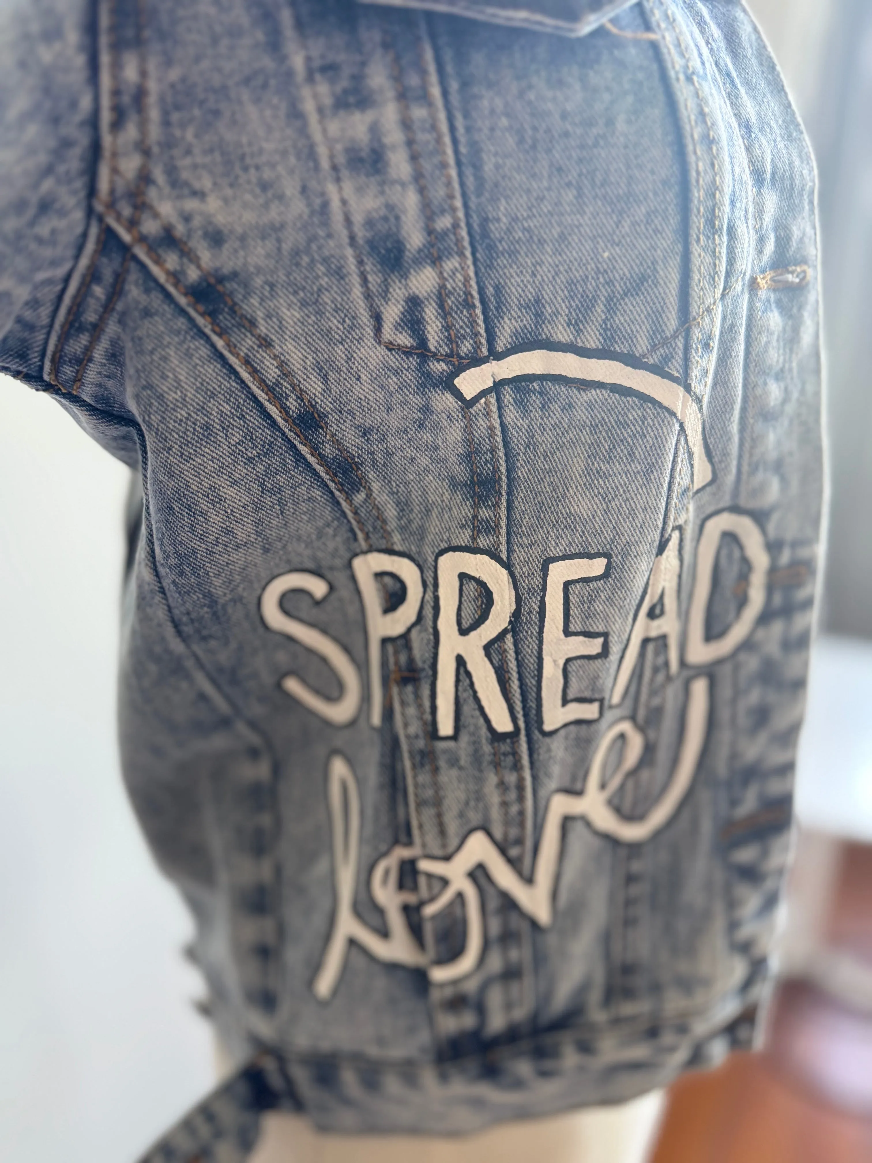 Wren and Glory Size S Hand Painted Denim Jacket