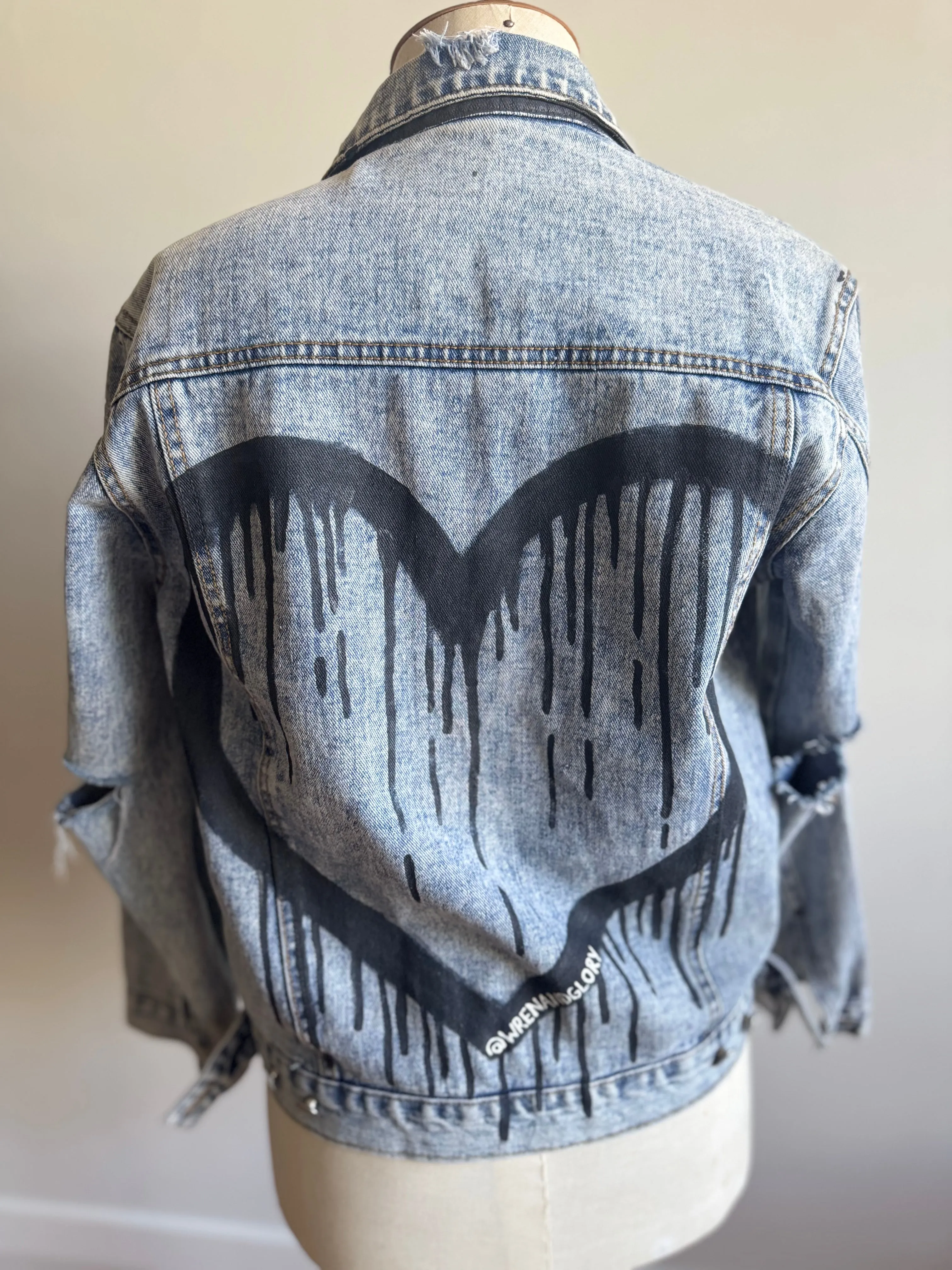 Wren and Glory Size S Hand Painted Denim Jacket
